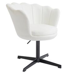 a white chair with black base and wheels