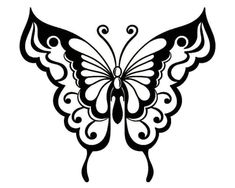 a black and white butterfly tattoo design