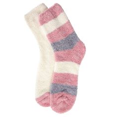 Our Chenille Striped/Solid Cozy Crew is a match made in loungewear heaven. This duo sports two different cozy socks made of cuddly chenille for a comfortable pick that's great for staying in or going out. Each pack comes with one pastel striped variety and one white solid variety for mix and match power. Super Soft Pink Socks, Comfy Snug Pink Socks, Snug Super Soft Pink Socks, Super Soft White Socks For Loungewear, White Super Soft Socks For Loungewear, Super Soft Pink Socks For Indoor Use, Soft Pink Indoor Socks, Comfy White Socks For Loungewear, Soft Cozy Fit Socks For Loungewear