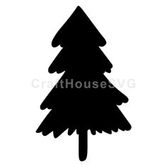 a black and white silhouette of a christmas tree with the word house on it's side