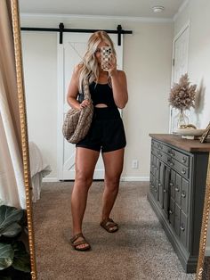 Mom style, onesies, birkenstocks, freepeople dupes Mom Outfits For Summer, Sweatpants And Birkenstocks Outfit, Young Mom Outfits Summer, Mom Summer Outfits, Boho Mom Style, Summer Mom Outfits, Salon Outfits, Young Mom Outfits, Hot Mom Outfits