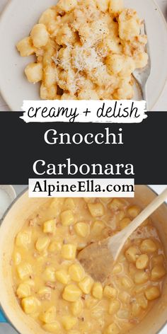 creamy and delish gnocchini carbonara alpinella is the perfect side dish