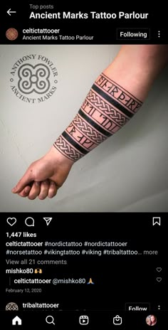 a person with a tattoo on their arm and wrist is shown in an instagramture