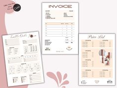 the invoice and price list are displayed on top of each other, with an elegant