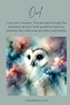 If spirit animal owl appears in your dreams, it usually has an important message about wisdom or intuition Owl Hooting Meaning Spiritual, Snow Owls, Owl Quotes