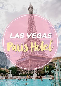 the eiffel tower in paris, france with text overlay that reads las vegass paris hotel