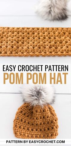 the easy crochet pattern for pom - pom hats