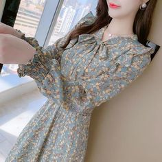 Floral Ruffle Dress, Korean Fashion Dress, Women Long Sleeve Dress, Long Skirts, Spring Summer Dress, Floral Ruffle, Elegant Floral, Casual Summer Dresses, Flowing Maxi Dress