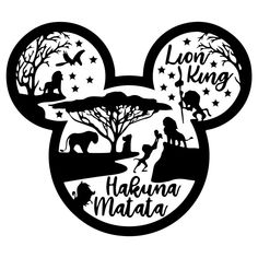 mickey ears with the words'lion king hakuna matata'on it