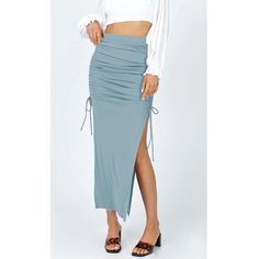 Blue Knitted Pleated Split Bodycon Skirt Bodycon Skirt, Body Con Skirt, Petticoat, Split, Skirt, Blue