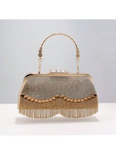 These Dazzling Diamonds banquet handbags are the perfect addition to any formal event. With elegant tassels and intricate beaded detailing, these handbags exude luxury and sophistication. Crafted with high-quality materials, they are both stylish and durable. Elevate your style and make a statement with these stunning handbags. Color : Gold Details : Beaded, Fringe Magnetic : No Closure Type : Buckle Strap Type : Chain Style : Glamorous, Minimalist Pattern Type : Plaid Bag Size : Small Type : Sq Elegant Embellished Clutch For Banquet, Embellished Clutch For Banquet, Embellished Rectangular Clutch For Banquet, Embellished Rectangular Clutch For Banquets, Elegant Shoulder Bag For Banquet, Elegant Rectangular Shoulder Bag For Banquet, Elegant Rectangular Bags For Banquet, Elegant Rectangular Bag For Banquet, Elegant Clutch With Fringe