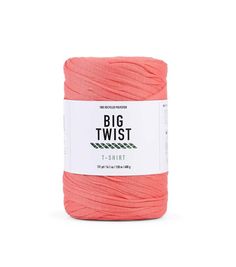 the yarn is bright pink and has a white tag on it that says, big twist