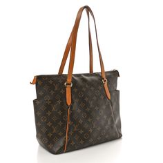 This is an authentic LOUIS VUITTON Monogram Totally MM. This tote is crafted of classic Louis Vuitton monogram-coated canvas. The bag features bucket pockets on either side, and vachetta cowhide leather trim and shoulder straps, with brass hardware. The top zipper opens the bag to a cocoa brown fabric interior with patch pockets. Cocoa Brown, Brown Fabric, Brass Hardware, Authentic Louis Vuitton, Leather Trim, Cowhide Leather, Leather Trims, Louis Vuitton Monogram, Patch Pocket