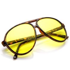 Retro 1980s Aviator Yellow Driving Lens Sunglasses - zeroUV Retro Yellow Aviator Sunglasses With Tinted Lenses, Retro Yellow Tinted Aviator Sunglasses, Vintage Yellow Sunglasses With Uva Protection, Yellow Tinted Aviator Sunglasses For Summer, Yellow Polarized Aviator Sunglasses For Summer, Summer Yellow Tinted Aviator Sunglasses, Retro Yellow Sunglasses With Uv Protection, Retro Yellow Plastic Sunglasses, Yellow Anti-reflective Plastic Sunglasses