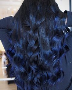 Black Blue Hair Color, Black Blue Hair, Darcy Vega Zodiac, Blue Hair Ideas, Blue Hair Highlights, Dyed Hair Blue, Color For Black Hair