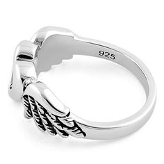 Top of ring height: 8.6mm

Band width: 2.7mm

Shank width: 2.5mm



Metal: 925 sterling silver

Plating: rhodium plated

Finish: high polish Adjustable Sterling Silver Heart Ring, Ring With Wings, Sterling Silver Heart Jewelry With Angel Wings, Sterling Silver Angel Wing Ring, Angel Wing Ring, Quality Rings, Nickel-free Sterling Silver Angel Wing Jewelry, Wing Jewelry, Heart With Wings