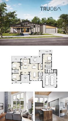 the floor plan for this modern house is very large and has lots of space to put in