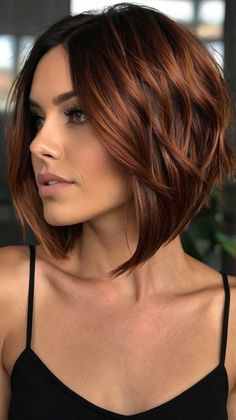 #shorthair #haircutideas #pixiecut #bobhaircut #shorthairstyles #hairinspo #hairtrends #hairgoals #shorthairdontcare #choppycut #freshcut #trendyhair #newlook #hairtransformation #shorthairlove Short Dark Copper Hair, Dark Auburn Hair With Highlights, Dark Copper Hair, Dark Copper Hair Color, Brown Bob Hair, Copper Hair Dark, Dark Auburn Hair, Chestnut Hair