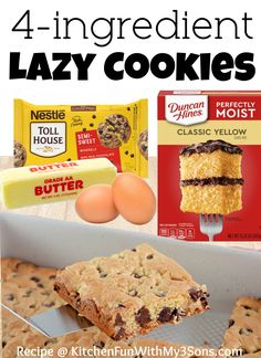 four ingredient lazy cookies with text overlay