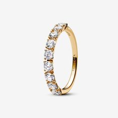 Pandora Era Lab-grown Diamond Half Eternity Band Ring 0.90 carat tw 14k Gold Charms Disney, Pandora Essence, Light Refraction, Star And Moon Necklace, Bracelet Tennis