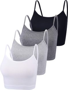 PRICES MAY VARY. Package contents: you will get 4 pieces of basic crop tops for women in various colors, enough quantity for you to choose and have a different wearing enjoyment Comfortable material: the sleeveless crop tank top is made of spandex, soft and lightweight, have good elasticity and breathability, comfortable for you to wear for a long time Various sizes: in order to give you a better wear experience, these cute crop tops have various sizes for you to choose, fit for most women and g Basic Crop Tops, Spaghetti Strap Crop Top, Cropped Camisole, Sport Top, Cute Crop Tops, Cropped Tops, Sport Dress, Cropped Cami, Top For Women