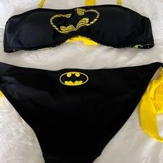 DC Comics | Swim | Dc Comics Batman Bikini | Poshmark Fitted Swimwear With Character Print For Swimming, Fun Fitted Black Swimwear, Batman House, Batman Dress, Funny Mean Quotes, Cat Home, Gold Black, Dc Comics, Batman