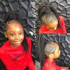 40 Pretty Natural Hairstyles for Nine Years Old Girls That Encourages Self-Love - Coils and Glory Cornrow Braids Hairstyles, Braids Hairstyles Ideas, Kids Cornrow Hairstyles, Cornrow Braids, Lil Girl Hairstyles, African Hair Braiding Styles, Braided Ponytail Hairstyles, Pelo Afro, Black Kids Hairstyles