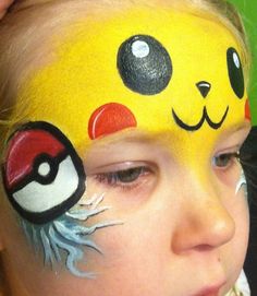 pokemon face paint - Google Search Pokemon Facepaint, Pikachu Face, Pokemon Faces, Festival Face