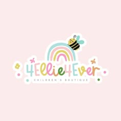 the logo for a children's boutique with a bee and rainbows on it