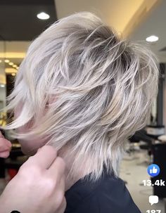 Edgy Shag Haircut Without Bangs, Bixie Shag Haircut, Back Of Short Hair, Platinum Blonde Shag Haircut, Short Layered Haircuts With Bangs Alt, 2024 Shag Haircuts, Choppy Bob Hairstyles For Fine Hair, Short Hair Back, Hair Messy