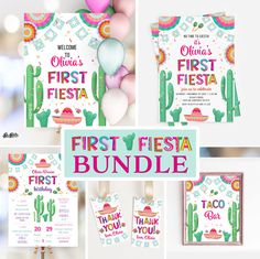 the first fiesta bundle includes posters, balloons and other items to be used as decorations