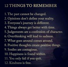 a poem with the words 12 things to remember