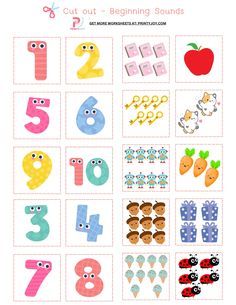 a printable counting game with numbers and animals