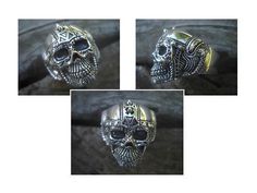 ON SALE Warrior skull ring in sterling silver Silver Engraved Skull Ring, Silver Skull Ring Collectible, Gothic Skull Ring Stamped 925, Sterling Silver Skull Ring Collectible, Collectible Sterling Silver Skull Ring, Collectible Silver Gothic Skull Ring, Silver Gothic Skull Ring Collectible, Silver Gothic Skull Ring, Collectible, Collectible Symbolic Skull Ring Stamped 925