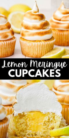 lemon meringue cupcakes with icing on top