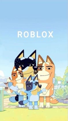 three cartoon cats standing next to each other with the words roblox on it