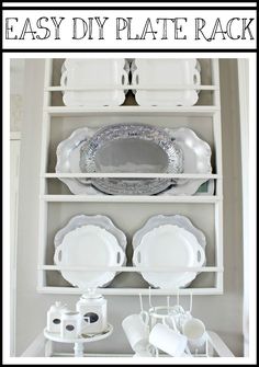 an easy diy plate rack is great for displaying dishes