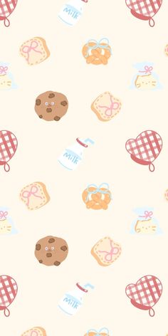 a pattern with cookies and other items on it