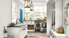 a washer and dryer in a small room