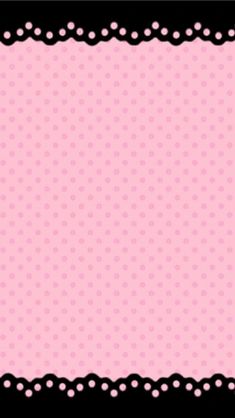 a pink and black border with polka dots