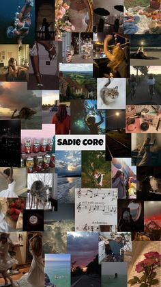 a collage of photos with the words sadie core