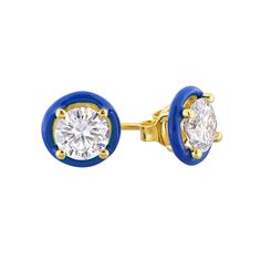 Accent your ensemble with these Stella Grace 18k Gold Over Silver 1-3/8 Carat T.W. Lab-Created Moissanite & Blue Enamel Solitaire Halo Stud Earrings. Click on this JEWELRY & WATCHES GUIDE to learn about fit, styles, materials and more! Accent your ensemble with these Stella Grace 18k Gold Over Silver 1-3/8 Carat T.W. Lab-Created Moissanite & Blue Enamel Solitaire Halo Stud Earrings. Click on this JEWELRY & WATCHES GUIDE to learn about fit, styles, materials and more! FEATURES Length: 9.3 mm x 9. Blue Diamond Round Earrings For Anniversary, Sapphire Earrings With Halo Setting For Gift, Classic Blue Diamond Earrings With Brilliant Cut, Blue Classic Diamond Earrings With Brilliant Cut, Blue Diamond Earrings With Vvs Clarity, Classic Blue Brilliant Cut Diamond Earrings, Classic Blue Diamond Earrings Brilliant Cut, Blue Round Diamond Earrings Fine Jewelry, Classic Blue Round Cut Diamond Earrings