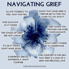 a blue flower with the words navigating gritf on it