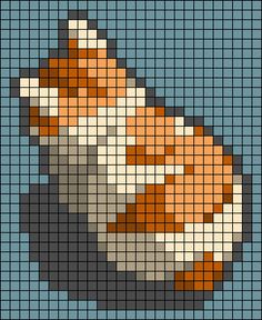 a pixellated image of a cat with orange and white fur on it's back