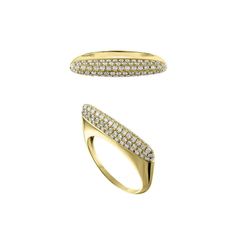 This classic gold and diamond stacker is gorgeous alone and even better when you stack a few of them. Also pairs perfectly with the all gold "Presley Stack Rings". Measures just over 1 inch wide. 14K Yellow Gold. Each ring sold separately, 0.72 cts diamonds  Dimensions reference the ring size and are not specific to the ring itself. Vs Clarity Diamond Ring For Everyday Luxury, Vs Clarity Diamond Ring, Everyday Luxury Diamond Ring With Vs Clarity, Everyday Luxury 14k Gold Diamond White Diamond Ring, Everyday Luxury 14k Gold Diamond White Ring, Everyday Luxury 14k Gold Diamond Ring Vvs Clarity, Everyday Luxury 14k Gold Diamond Ring With Vvs Clarity, Everyday Luxury Cubic Zirconia Rings With Pave Setting, Gold Cubic Zirconia Rings For Everyday Luxury