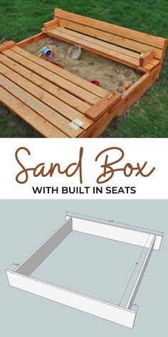 sand box with built in seats and the text, sand box with built in seats