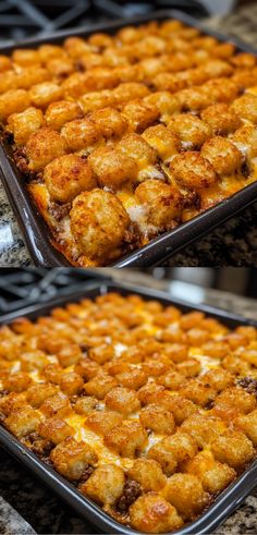 A freshly baked Tater Tot Casserole with crispy golden tater tots layered on top of a cheesy, hearty casserole recipe, served in a baking dish. Best Tater Tot Casserole, Tater Tot Casserole Recipe, Tater Tot Casserole Recipes, Sweet Potato Recipes Casserole, Tot Casserole, Tater Tot Casserole, Fun Kitchen, Kitchen Fun, Tater Tots