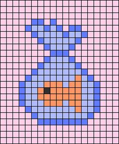 a cross stitch pattern with an orange and blue face on the bottom half of it