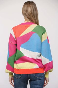 Brighten up your winter wardrobe with our geometric pattern sweater, featuring a vibrant mix of green, pink, and blue. Crafted from 100% cotton, this cozy sweater is designed with a relaxed drop shoulder for an effortlessly stylish fit. The bold, playful pattern adds a pop of color to any outfit, making it perfect for the holidays or any chilly day when you want to stand out. Pair it with your favorite jeans or leggings to bring a touch of brightness and warmth to your winter look! Brand: FateDe Hot Sweater, Drop Shoulder Sweater, Drop Shoulder Sweaters, Outfit Making, Pattern Sweater, Cozy Sweater, Single Women, Cozy Fall, Winter Looks