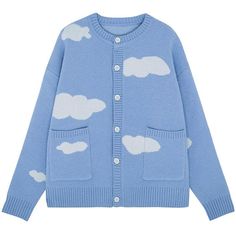 Blue Sky Cloud Cardigan - Free Size / Blue - Cardigan Affordable Light Blue Cotton Sweater, Retro 90s Outfits, Cloud Cardigan, Casual Fashion Korean, Breast Sizes Chart, E Girl Clothes, Light Blue Jacket, Cardigan Y2k, Blue Sky Clouds